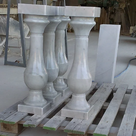 Hand-turned marble balusters in the Ste. Mouawad workshop